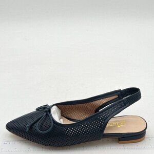 Zszszsu Women's Comfy Bow Slingback Flats Pointed Toe Low Heel Pumps Perforated